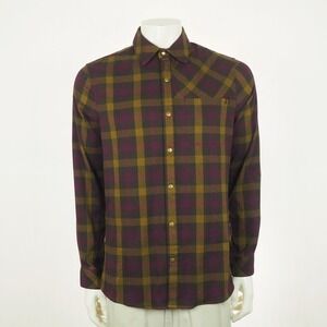 Club Ride Flannel Snap Front Bike Shirt Mens Medium Purple Plaid Cycling Biking